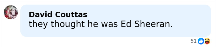 Comment in a Facebook chat mentioning mistaken identity with Ed Sheeran, related to a horrifying discovery in Bali ransom case.