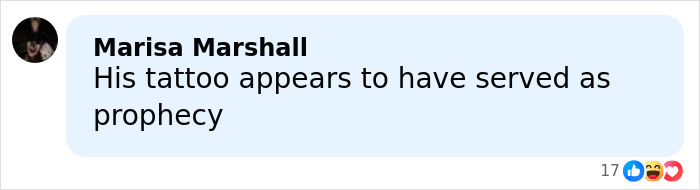 Comment on social media discussing a tattoo described as a prophecy related to a horrifying discovery in Bali after a chilling ransom video.