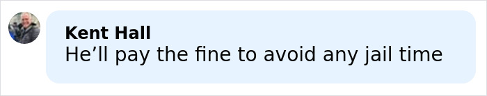 Comment by Kent Hall mentioning paying a fine to avoid jail time related to arrest warrant issued for former governor of Kentucky