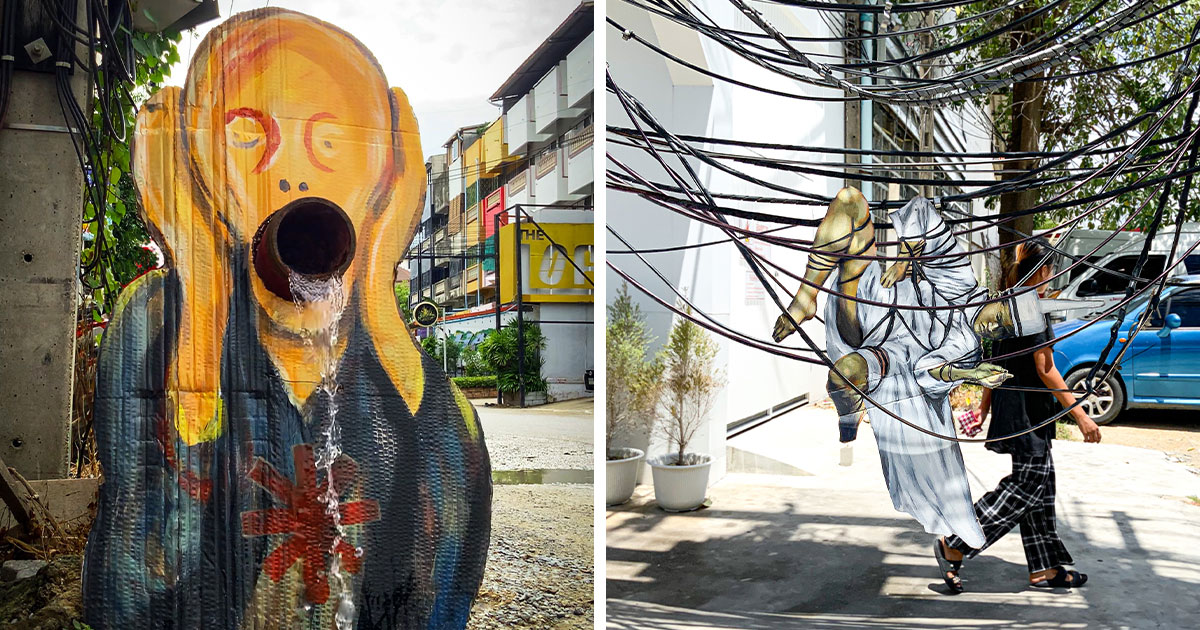 Thai Artist LuckyLeg Merges Dark Humor and Human Rights in Striking Street Art