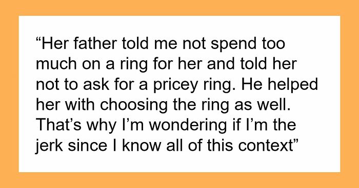 “Am I The Jerk For Not Wanting To Spend 18k On A New Ring For My Fiancée?”