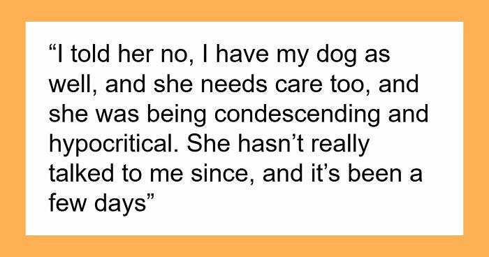 Woman Refuses To Dogsit Her Brother’s Elderly Dog, Gets Shocked When He Declines To Babysit Her Kids