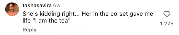 Comment on social media praising Bridgerton&rsquo;s Ruth Gemmell&rsquo;s corset scene, expressing admiration and quoting her line.