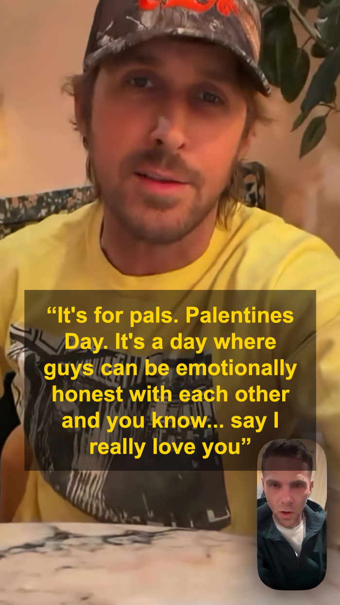 Ryan Gosling speaking in a casual setting during a leaked phone call with Mikey Day on video chat.