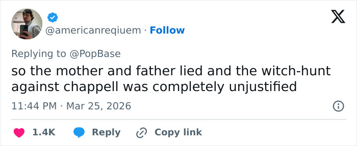 Screenshot of a tweet discussing the security guard involved in Chappell Roan and Jude Law's daughter debacle.
