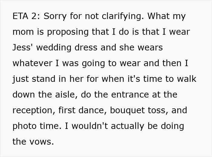 Woman Flabbergasted After Mom Offers An Absolutely Unhinged Idea To Save Her Twin Sister&rsquo;s Wedding