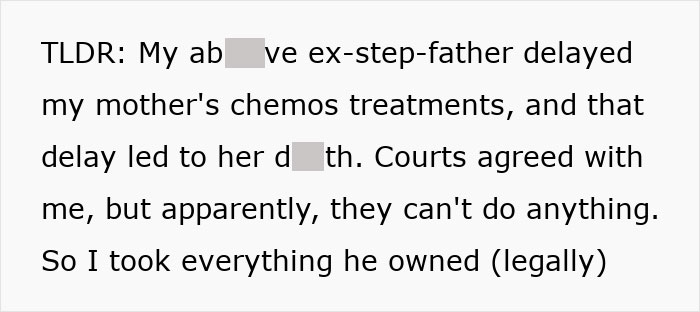 Text excerpt discussing husband refusing wife's chemotherapy causing delay in treatment and severe consequences.