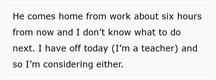 Text showing a woman's innocent goofy joke revealing her husband is a horrible cheating jerk in a personal story.