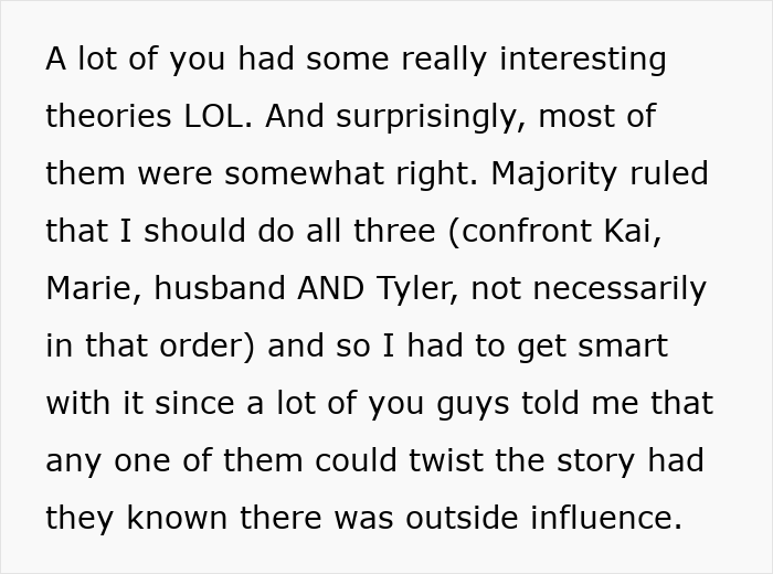 Text excerpt explaining theories about confronting a cheating husband, relating to woman's innocent goofy joke.