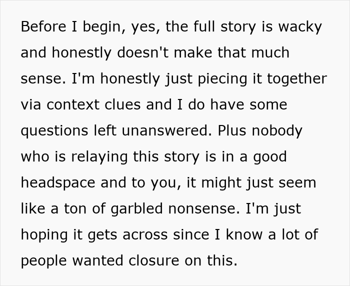 Text excerpt discussing a woman's innocent goofy joke revealing her husband as a horrible cheating jerk.