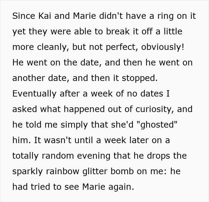 Text excerpt showing a woman’s innocent goofy joke revealing her husband is a horrible cheating jerk in a casual story.