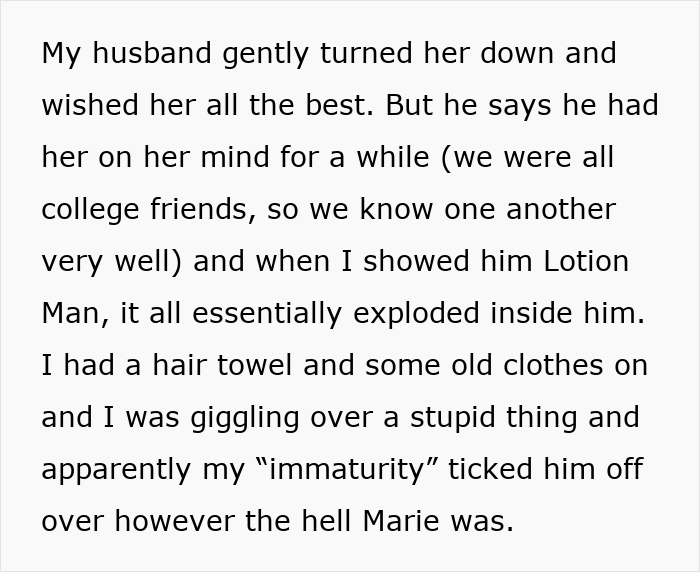 Text describing a woman’s innocent goofy joke revealing her husband’s horrible cheating behavior in a casual story format.