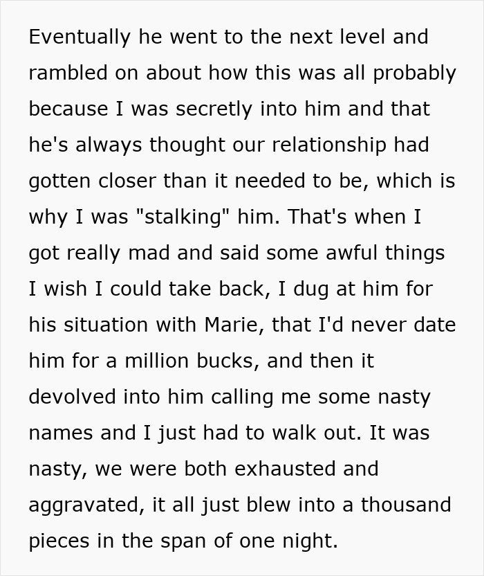 Text excerpt describing a woman's realization about her husband's horrible cheating behavior after a heated argument.