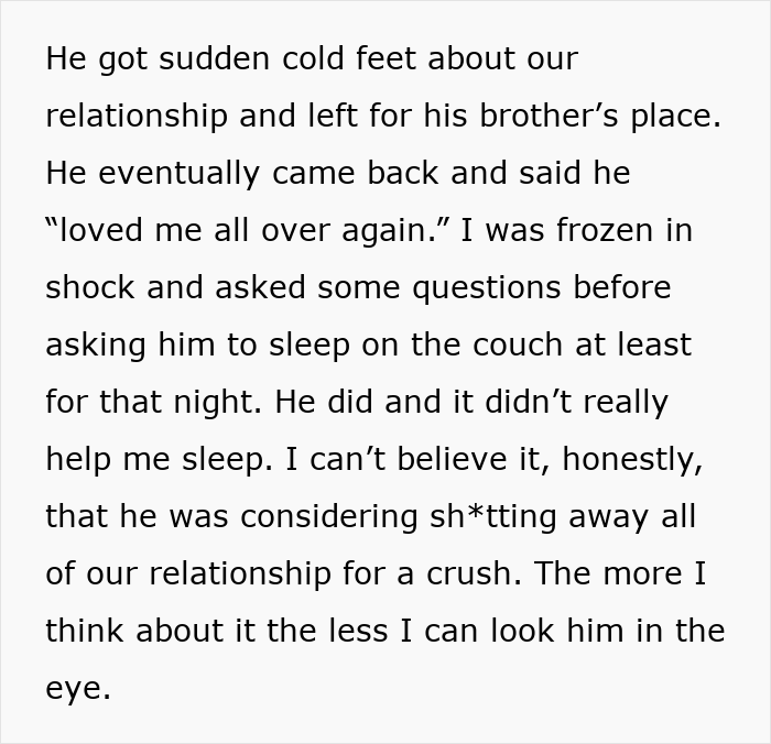 ALT text: Woman's innocent goofy joke reveals husband is horrible cheating jerk causing relationship pain and mistrust