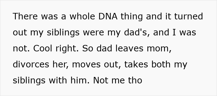 Text excerpt about a DNA lab mix-up revealing paternity results and a man realizing he disowned the wrong son.