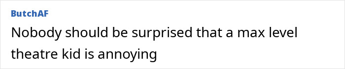 Text post on social media with ButchAF username humorously mentioning theatre kids, related to Timoth&eacute;e Chalamet meme backlash.