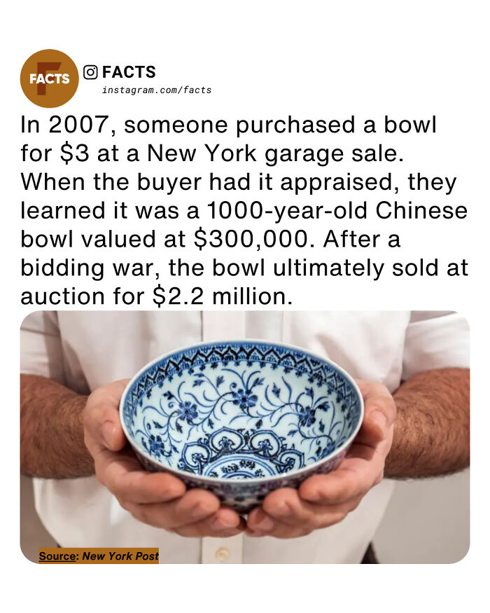 Person holding a 1000-year-old Chinese bowl, illustrating interesting facts for daily brain-care and enlightenment.