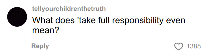 Comment reading "What does 'take full responsibility even mean?" on a social media post about US track star losing title due to officials' mistake.