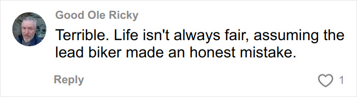 Comment by Good Ole Ricky criticizing fairness in officials’ mistake affecting US track star’s title loss in an online discussion.