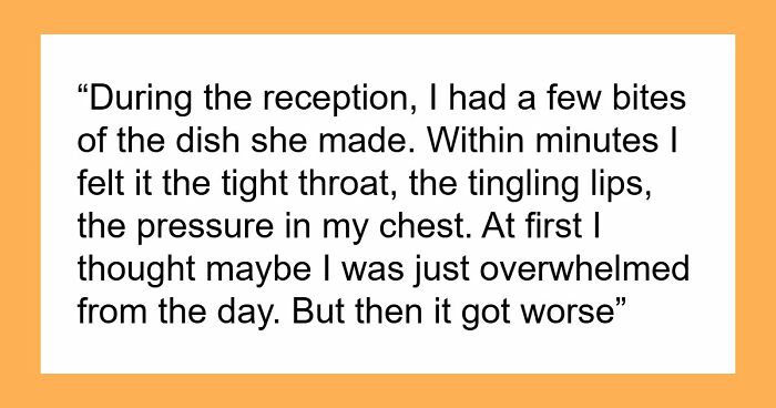 Bride’s Wedding Night Ends With EpiPen And Drama After MIL Puts Nuts In Dish Despite Her Allergy