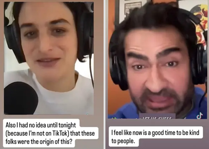 Two people wearing headphones having a video conversation about Zach Braff facing a bizarre accusation.