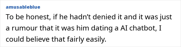 Commentary text about Zach Braff addressing a bizarre accusation involving dating an AI chatbot.