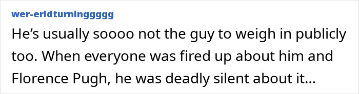 Comment discussing Zach Braff staying silent amid public controversy related to bizarre accusation online.