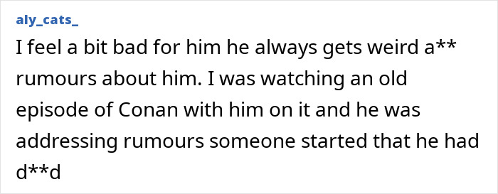 Text post by user aly_cats_ expressing sympathy for Zach Braff addressing bizarre rumours about him on Conan.