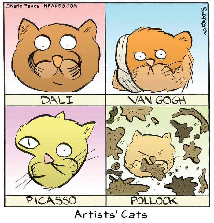 These Funny Cat Comics By Nate Fakes Prove Our Feline Friends Are Secretly Living Their Own Weird Lives (31 Pics)