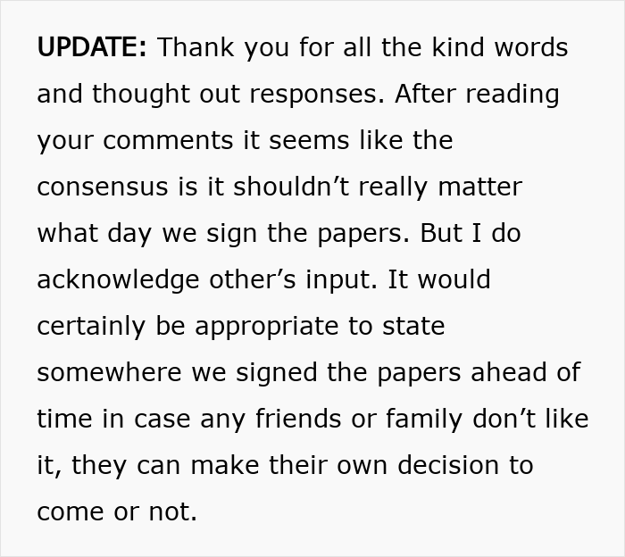 Casal se casa legalmente meses antes da cerimônia de casamento, noiva começa a entrar em pânico pensando que isso vai incomodar os convidados
