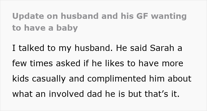 O casamento aberto dá uma guinada selvagem quando a namorada do marido pede um bebê, a esposa lhe dá um ultimato