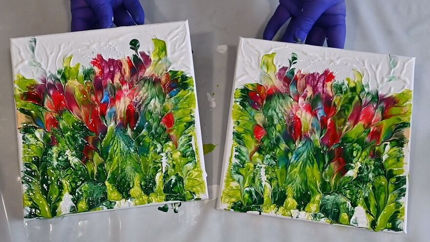 Wild Bloom Magic 🌿 Double Dip Acrylic Pour Technique