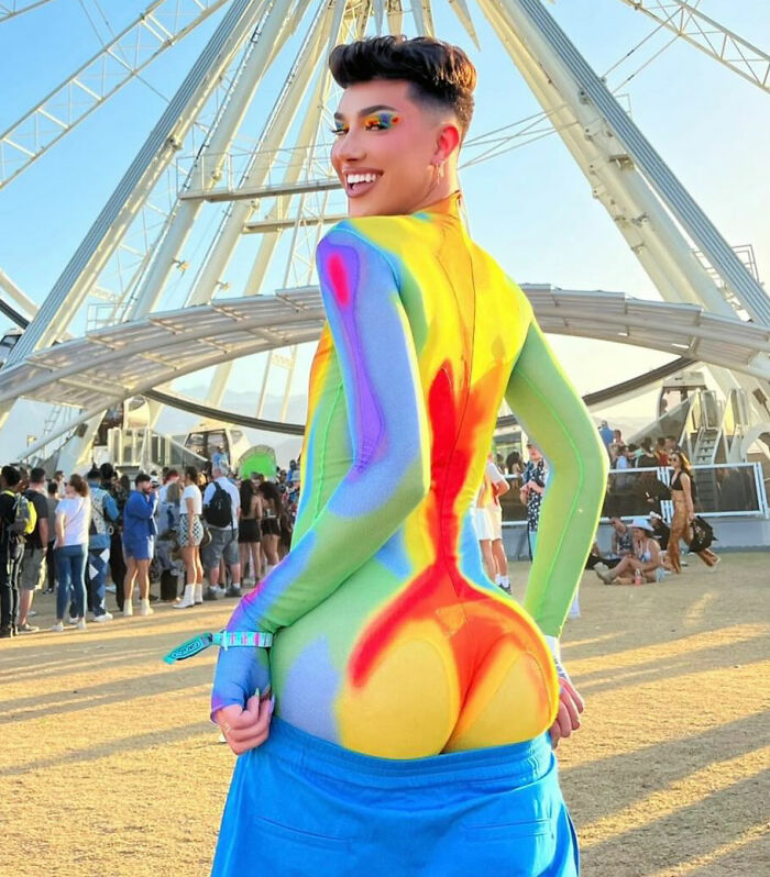 Person in a colorful, eye-catching outfit at Coachella, showcasing one of Weekend 2's most absurd looks and fashion fails.