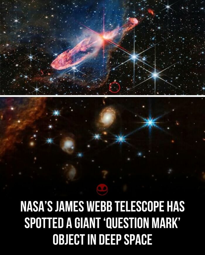 Weird and odd facts showing NASA’s James Webb Telescope spotting a giant question mark object in deep space.