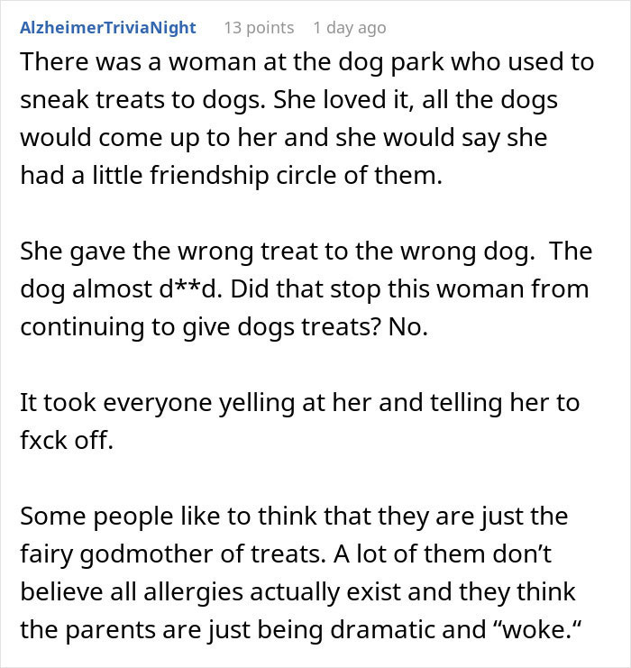 Os pais podem dizer imediatamente que a criança recebeu comida que não deveria receber e um voluntário é demitido por causa disso