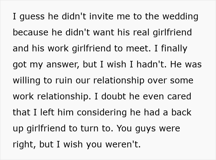 Text message conversation revealing a girlfriend catching her boyfriend in a small wedding lie exposing his secret life.