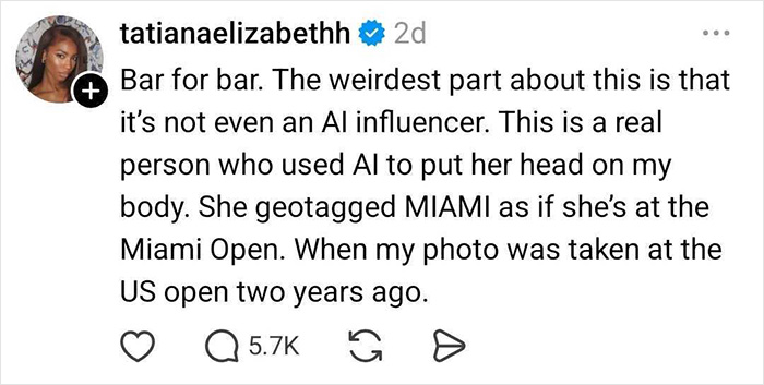 Screenshot of social media post discussing a glamorous white influencer deleting post after fans notice something off.