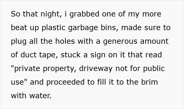 Man prepares ice-filled bin with a sign as revenge on a honking driver who later calls the cops.