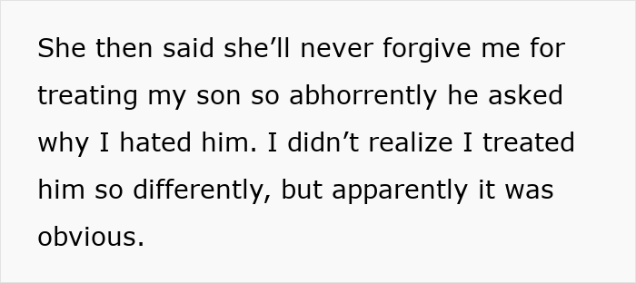 Text on a white background: Wife says she'll never forgive husband after paternity test results. Husband loses his family.