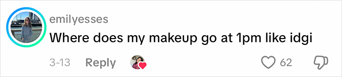 Screenshot of a social media complaint about office air affecting appearance, asking where makeup disappears by 1pm.