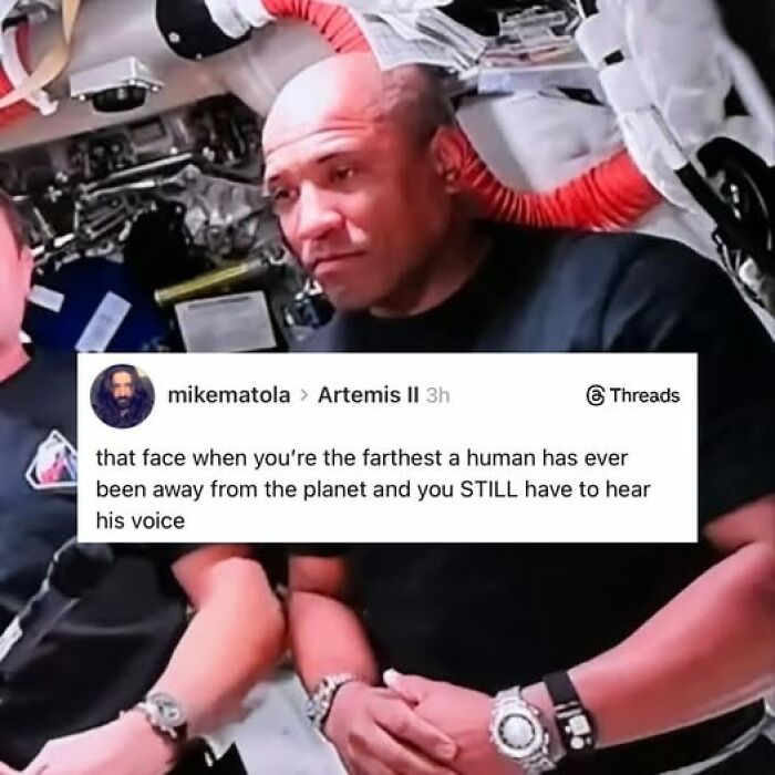 Astronaut with a tired expression paired with a funny tweet for those who don’t use X but want a good laugh.