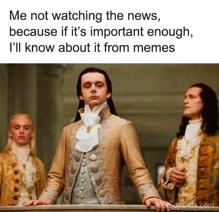 Adulting meme showing a man in vintage clothing with the caption about knowing news only through memes.