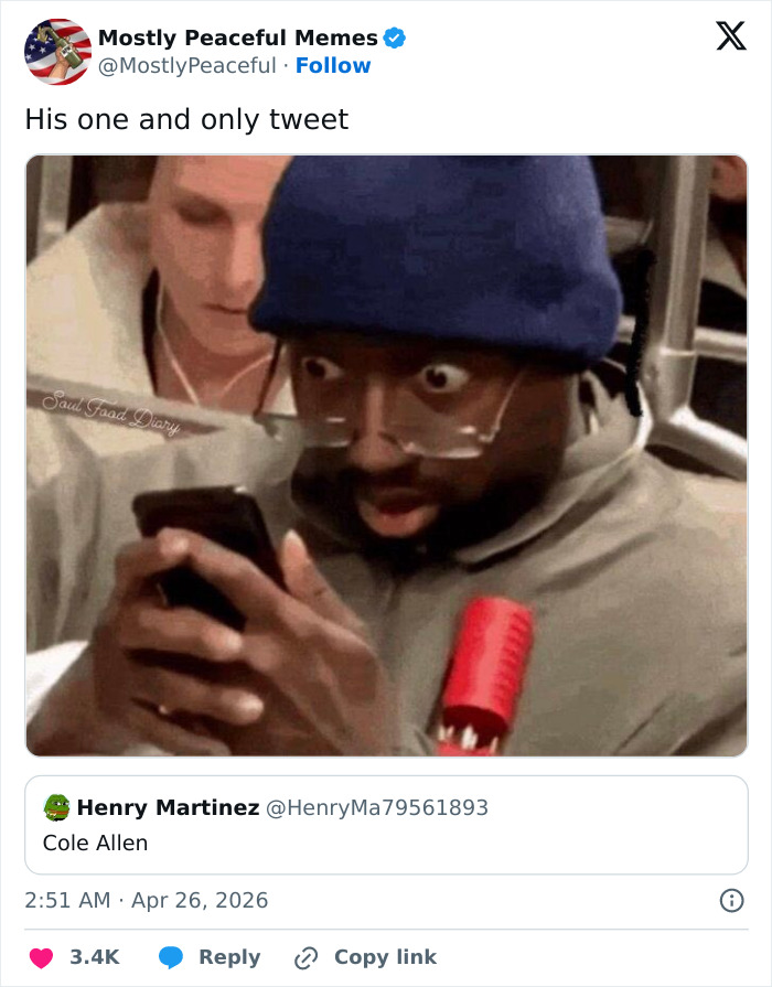 Man in blue beanie and glasses, shocked by a phone screen. Netizens react to security incident with spicy posts.