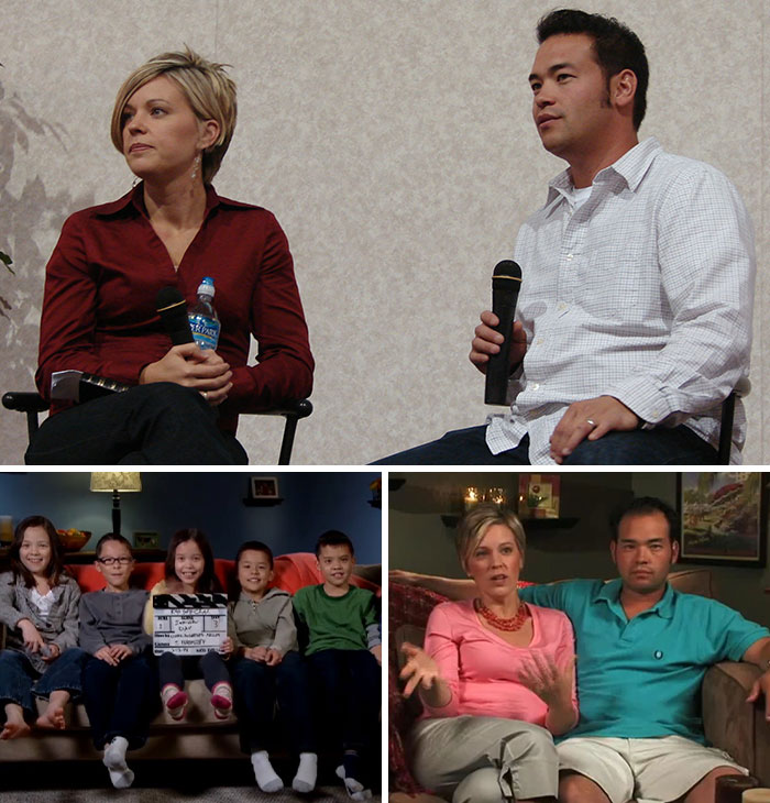 Collage featuring Kate and Jon Gosselin from the TV show Jon & Kate Plus 8, one of the TV shows canceled due to scandals.