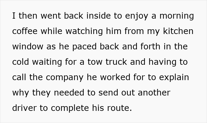 Man gets revenge on honking driver by placing ice-filled bin, causing driver to call cops and regret it.