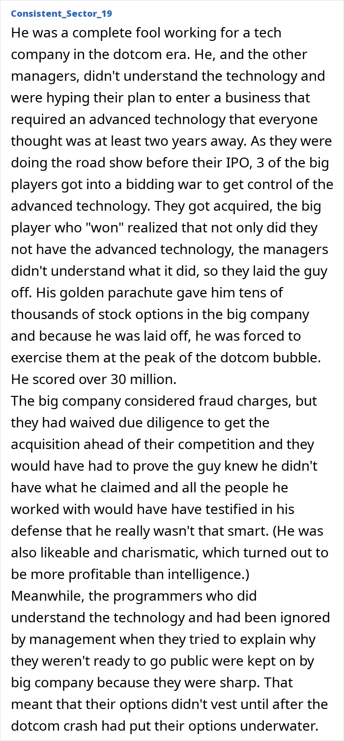 Dotcom era tech company stock options led to 30 million fortune