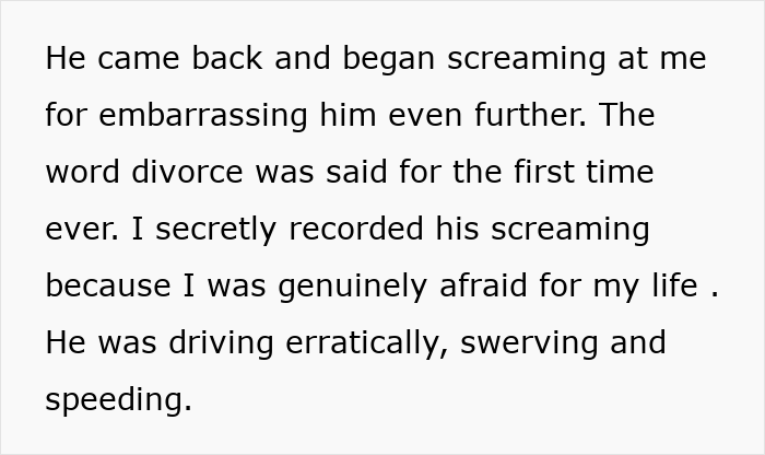 Text excerpt describing a man having an outburst and erratic driving, related to mustard conflict and relationship issues.