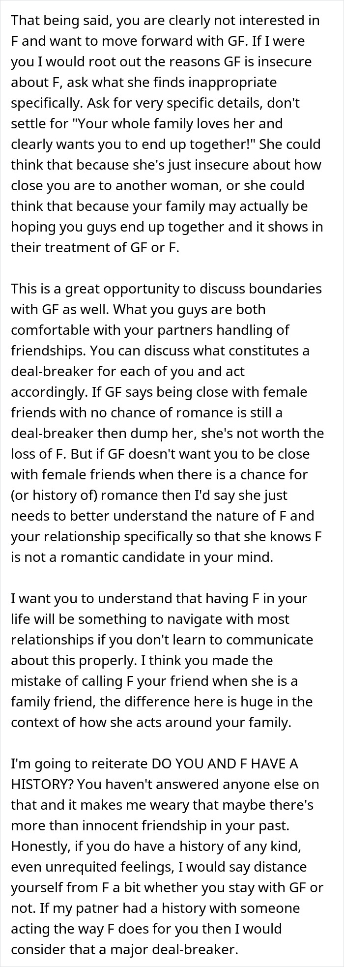 Woman breaks up after seeing how close his female friend is to his family, causing relationship boundaries issues. Woman breaks up after seeing how close his female friend is to his family, causing relationship boundaries issues.