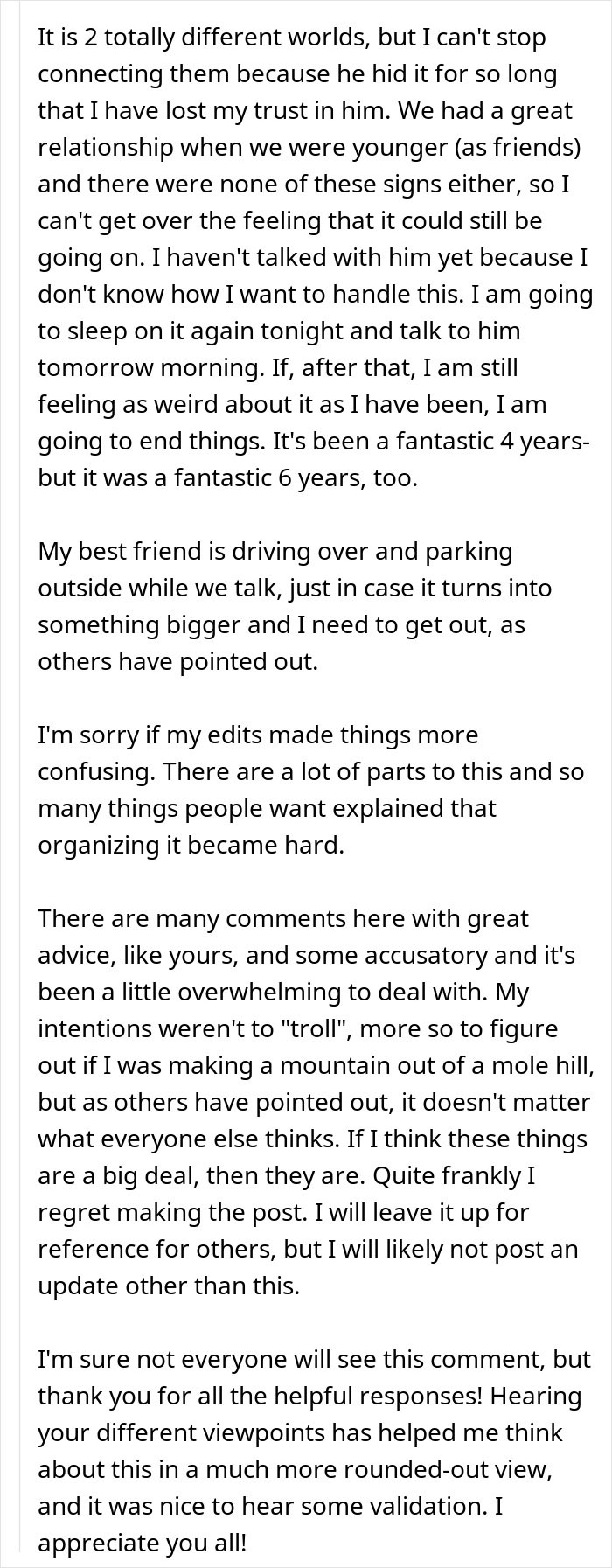 Alt text: Man’s creepy confession from age 12 shakes trust and leaves girlfriend questioning their entire relationship.