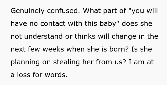 Text expressing confusion and fear about a mom's creepy behavior toward her baby and questions about her mental state.